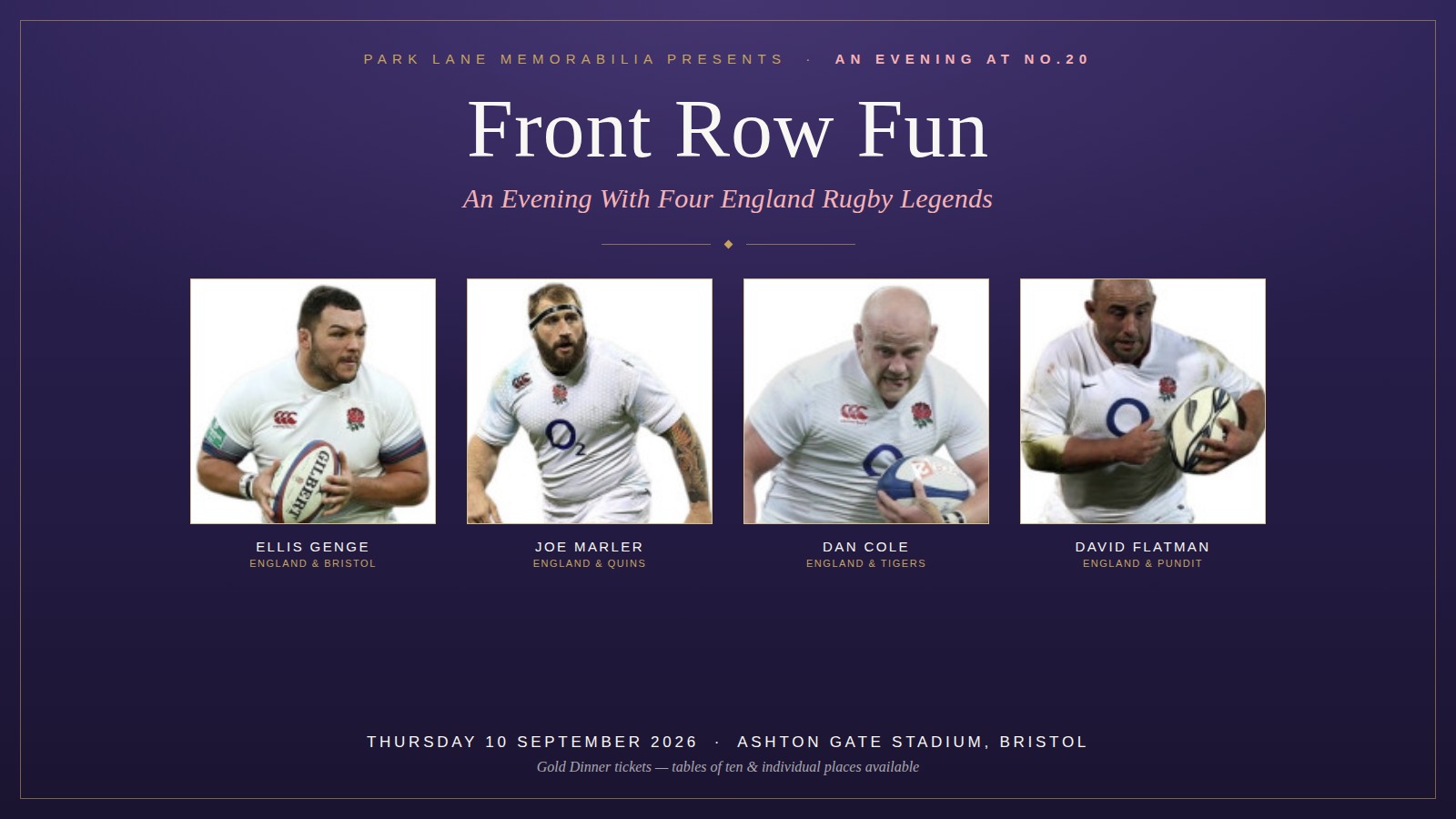Front Row Fun — An Evening With Ellis Genge, Joe Marler, Dan Cole & David Flatman